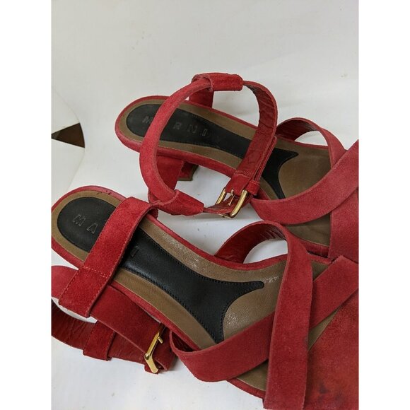 Marni Women's Red Ankle Strap Heel Sandals Buckle Closure Open Toe Size 40 - Picture 5 of 11